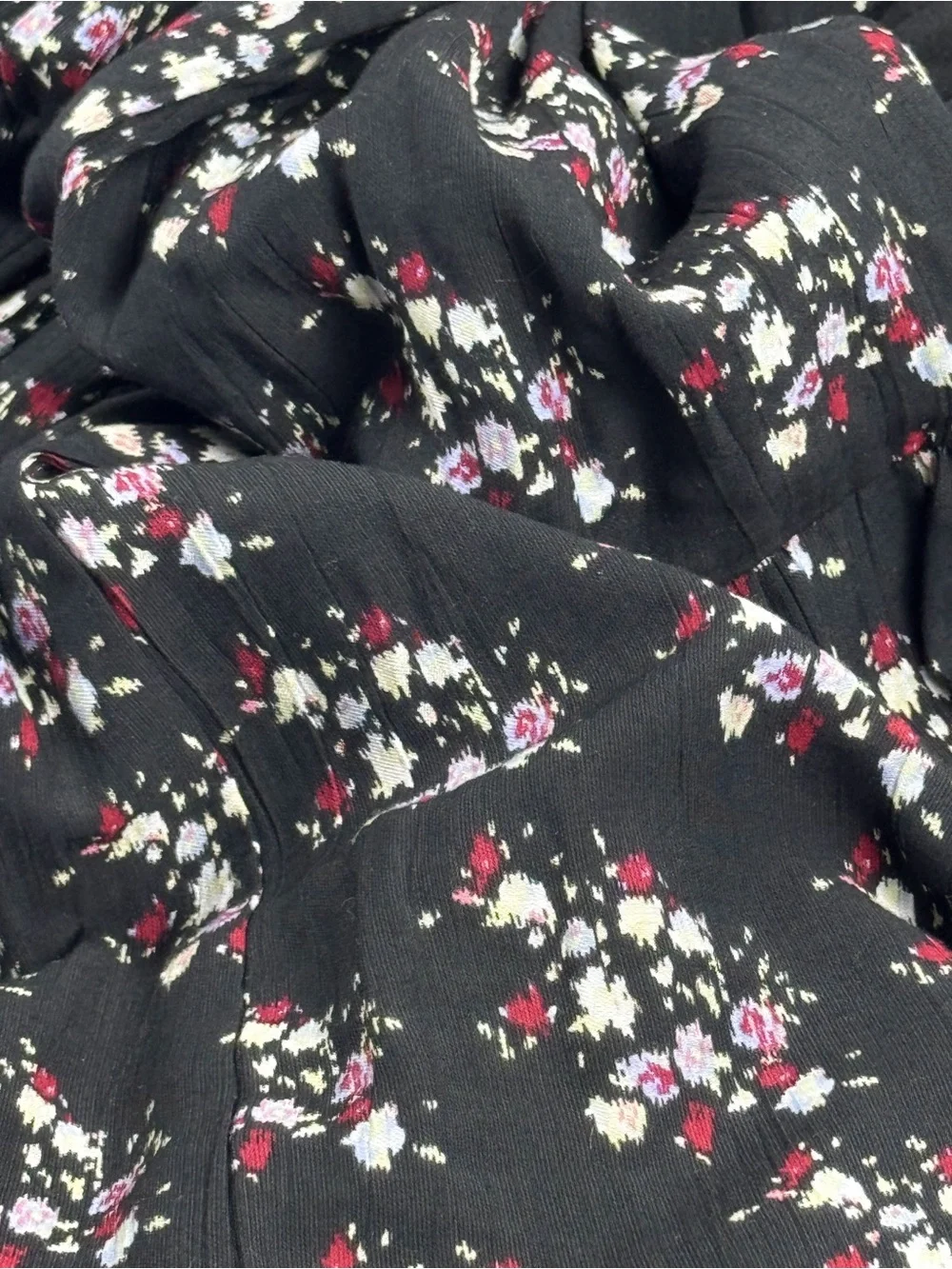 Universal Thread Black Floral Tiered Maxi Skirt with Pink and White Blooms